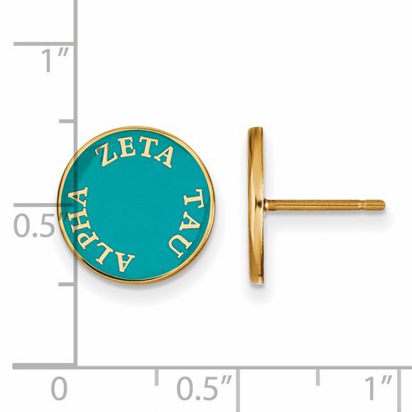 Sterling Gold-plated Zeta Tau Alpha Sorority Text Color Enamel Post Earrings - Picture 2 of 2